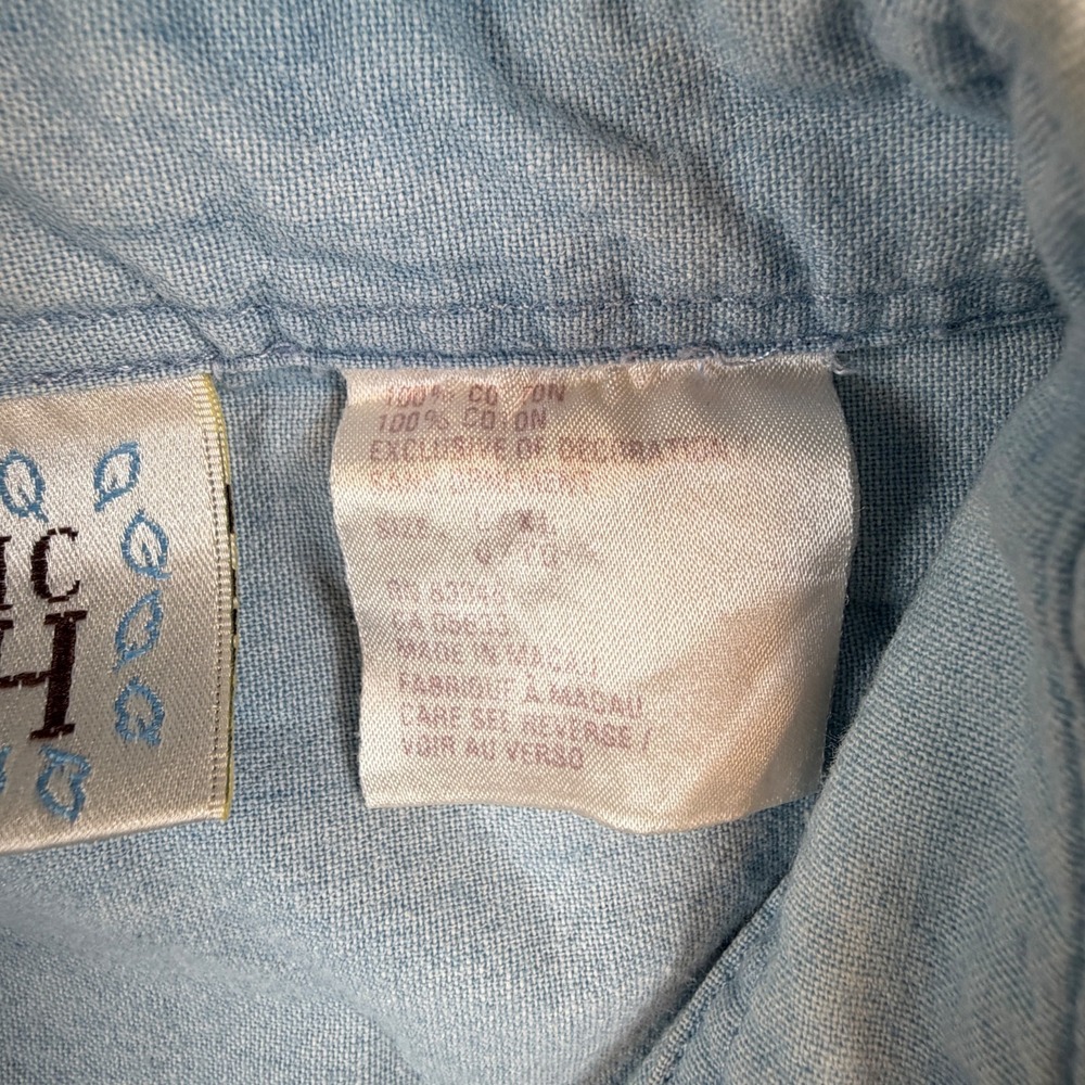 VTG Winnie The Pooh Denim Shirt Women's Large / XL Disney by PBJ Sport 90s - Picture 10 of 15